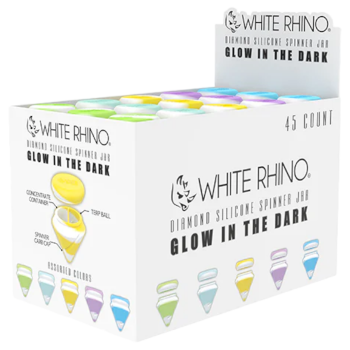 White Rhino Diamond Spinner Silicone Jar - Glow In Dark - 45ct Display [SJ1004]